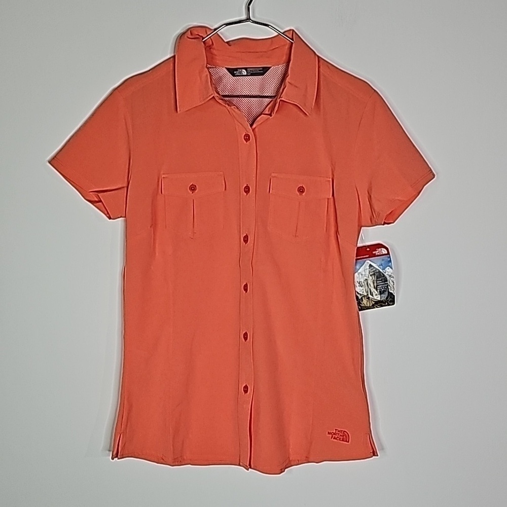 The North Face small salmon pink outdoors button down short sleeve